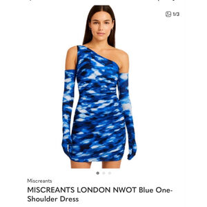 Women's Miscreants One Shoulder Dress S Blue White